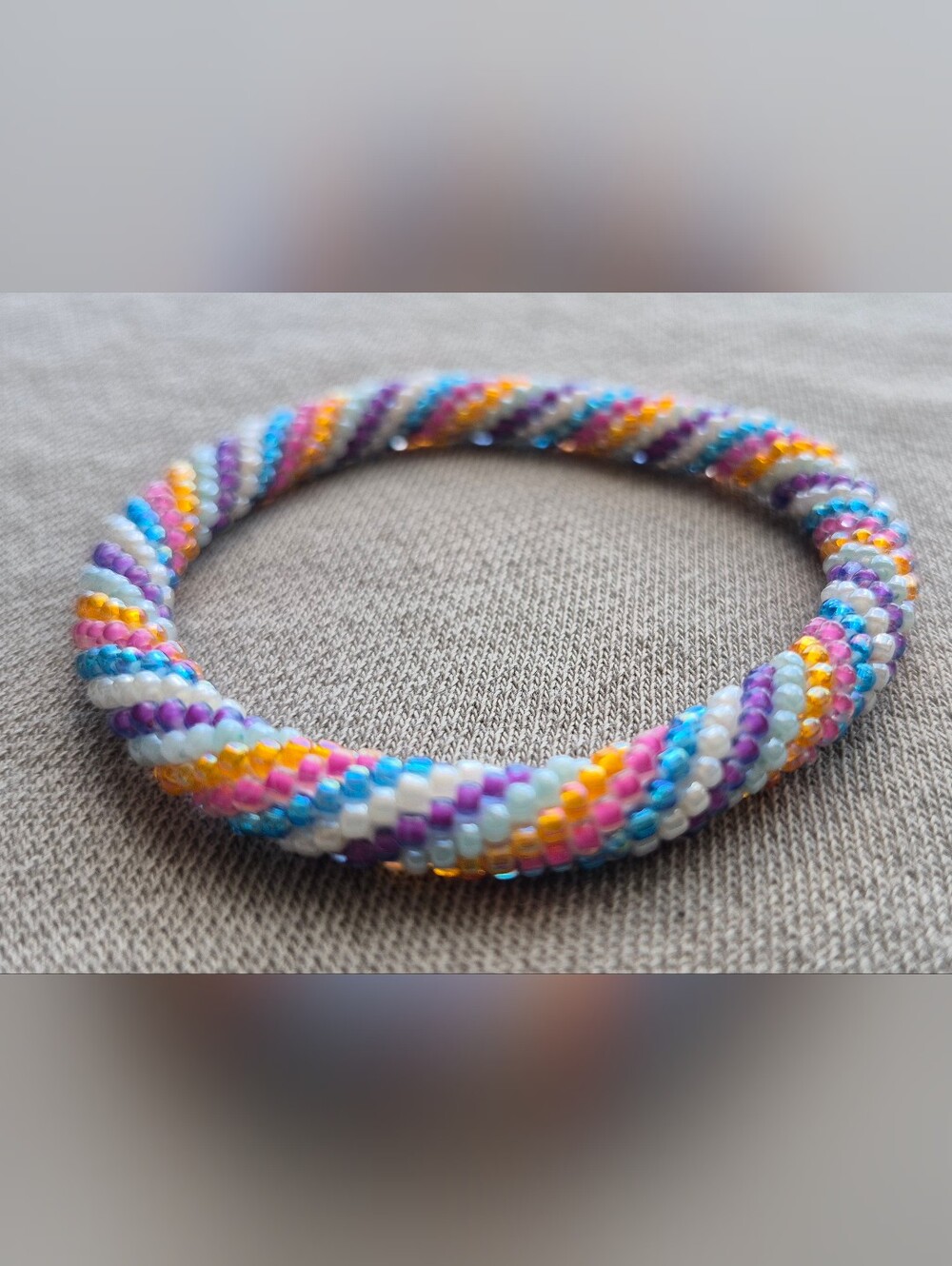 Colorful Seed Bead Spiral Bracelet - Pastel Multicolor